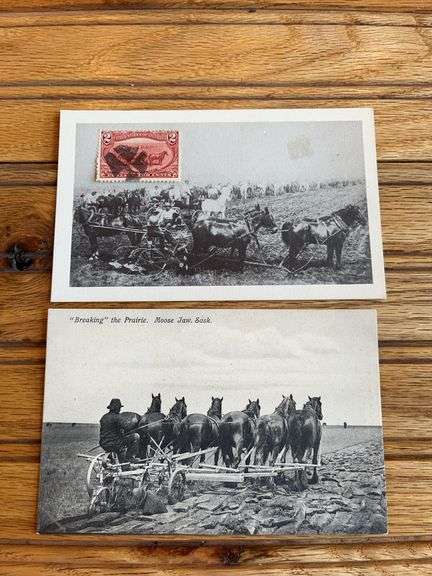 (2) Horse Drawn Plow Postcards image
