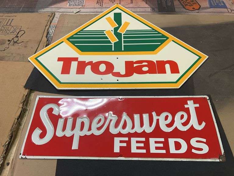 (2) Trojan Seed Corn and Supersweet Feeds Signs image
