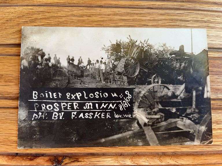 Steam Engine Boiler Explosion Photo Postcard image