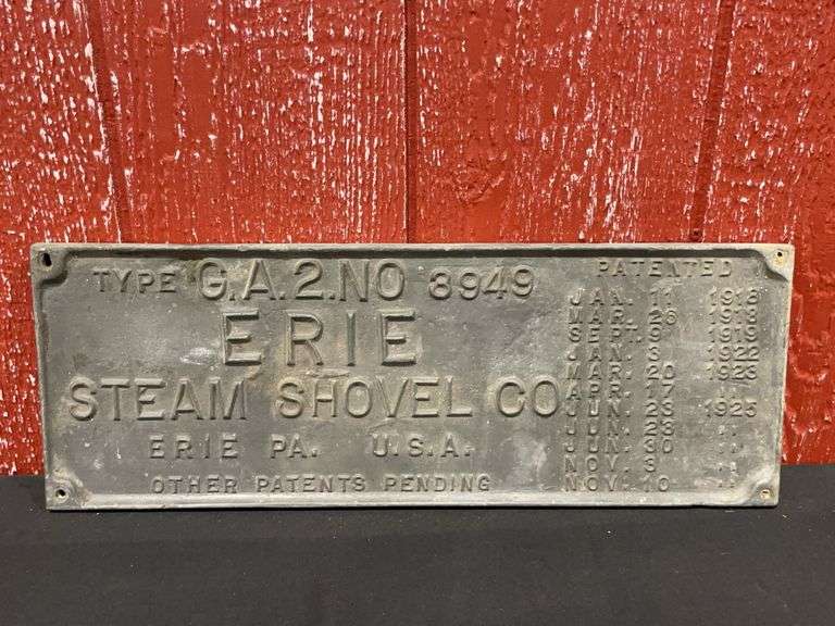 Erie Steam Shovel Co. Cast Name Plate image