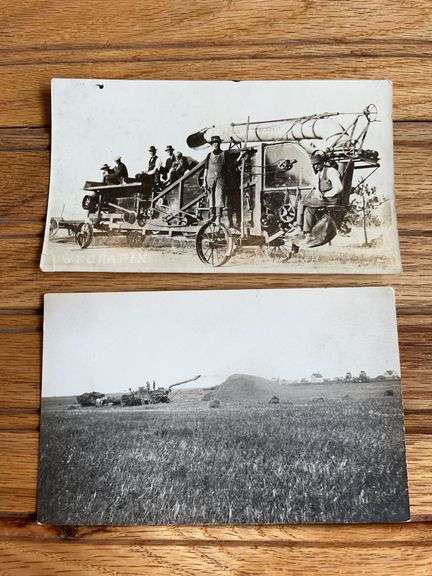 (2) Thresher Photo Postcard + Photo image