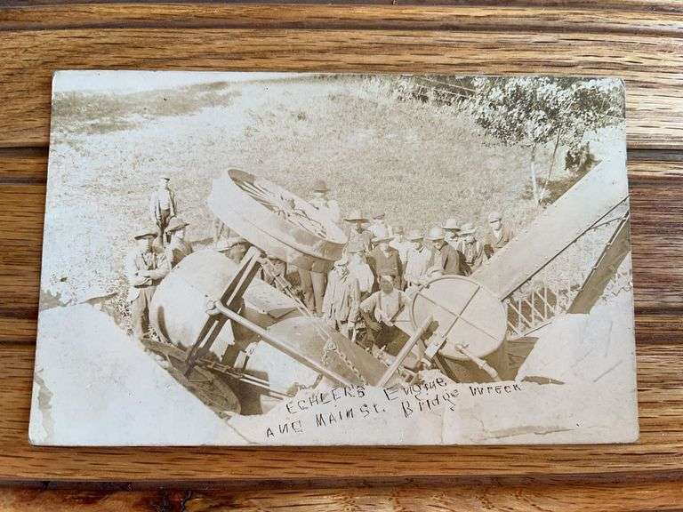 Steam Engine Wreck Photo Postcard image
