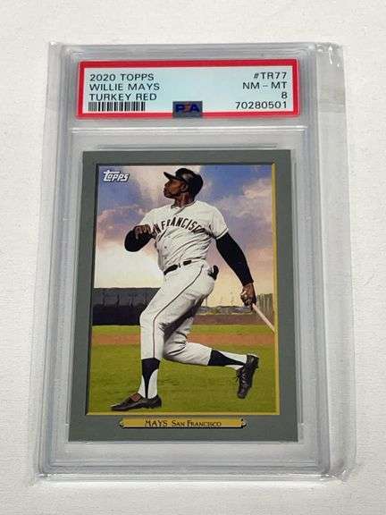 2020 Topps #TR77 Willie Mays Turkey Red INSERT Graded PSA 8 image