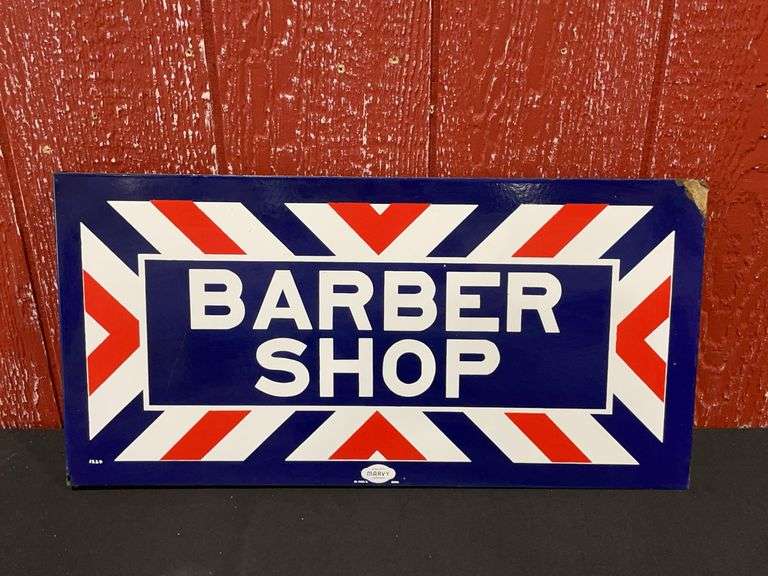 Barber Shop Porcelain Flange Sign image