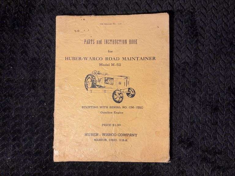Huber-Waco Model M-52 Road Maintainer Parts and Instruction Book image