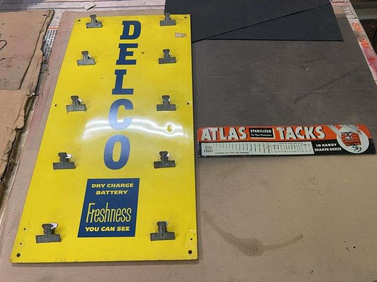 (2) Delco Batteries and Atlas Tacks Signs image