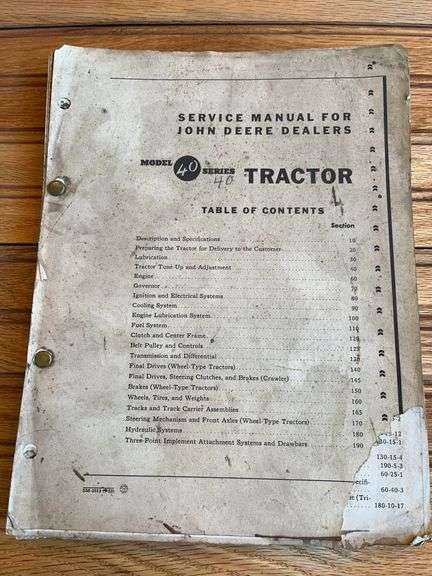 John Deere 40 Series Tractor Service Manual image