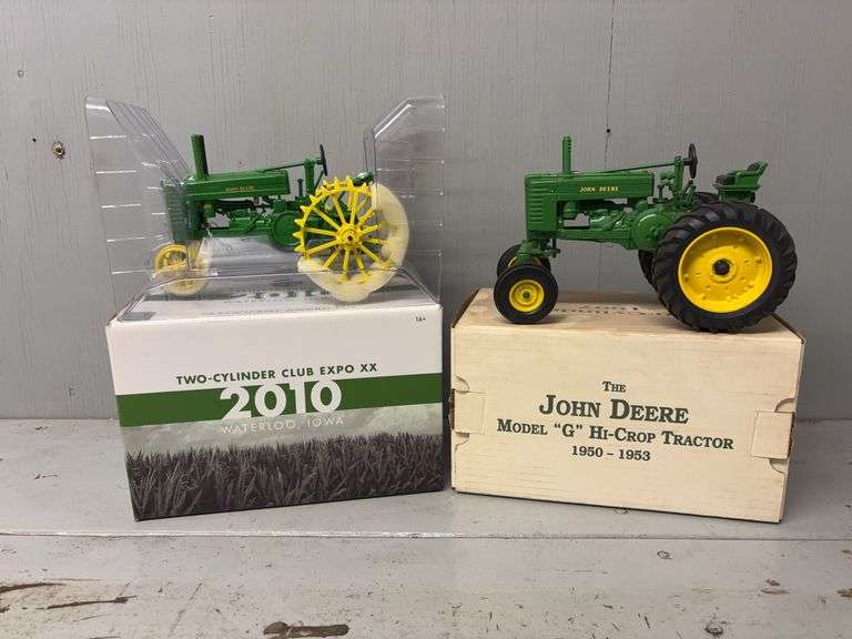 (2) 1/16 John Deere Model GM + G High Crop Two Cylinder Club Expo Ertl image