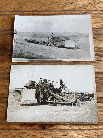 (2) Horse Drawn Harvester Photo Postcards image