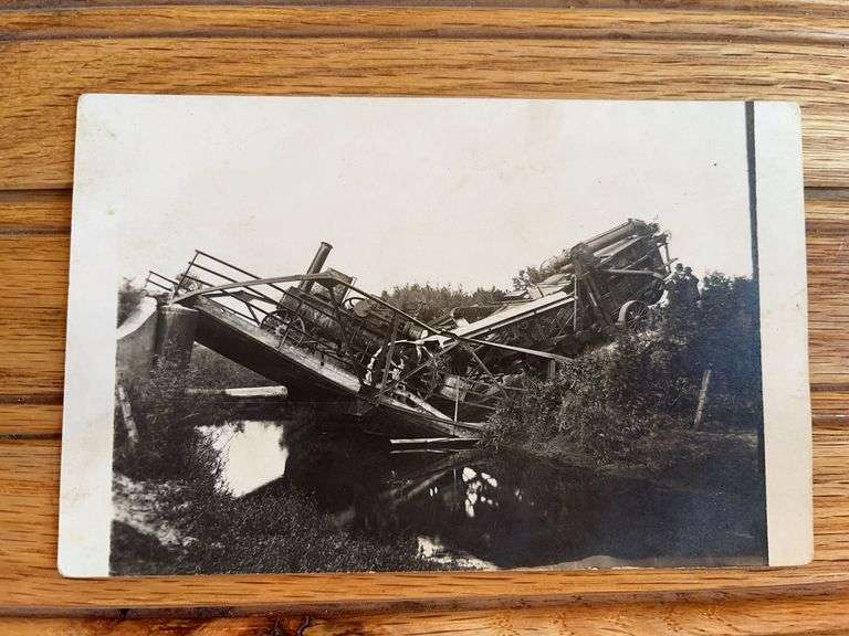 Steam Engine Wreck Photo Postcard image