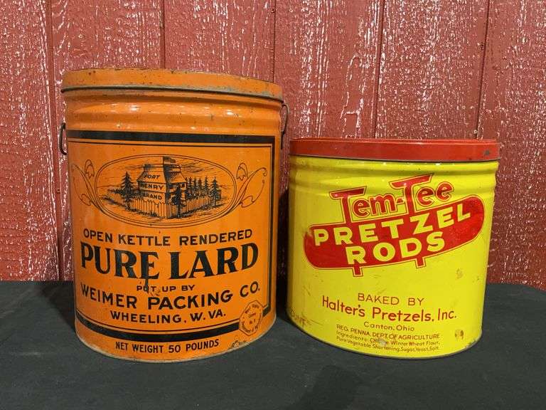 (2) Pure Lard + Pretzel Rods Cans image