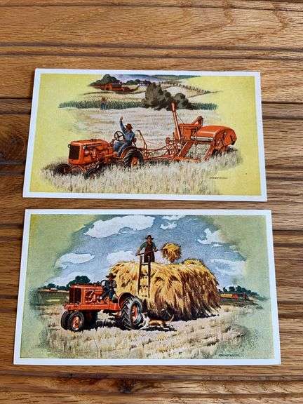 (2) Allis Chalmers WC Tractor + All-Crop Harvester Postcards image