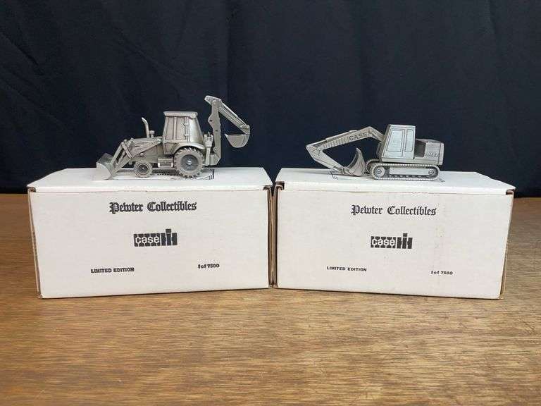 (2) 1/43 Case 590 Backhoe + 688 Excavator Pewter NIB SC image