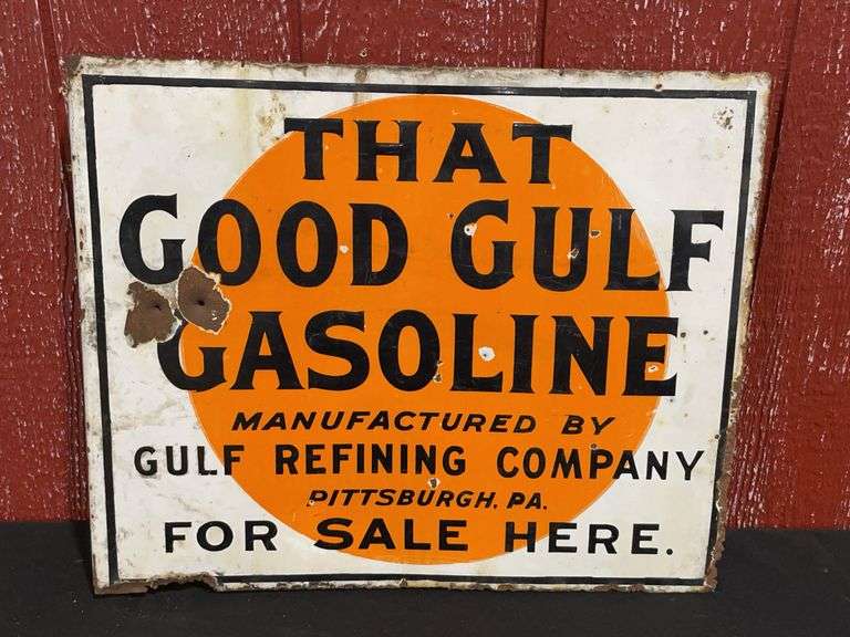 Gulf Refining Company Porcelain Flange Sign image