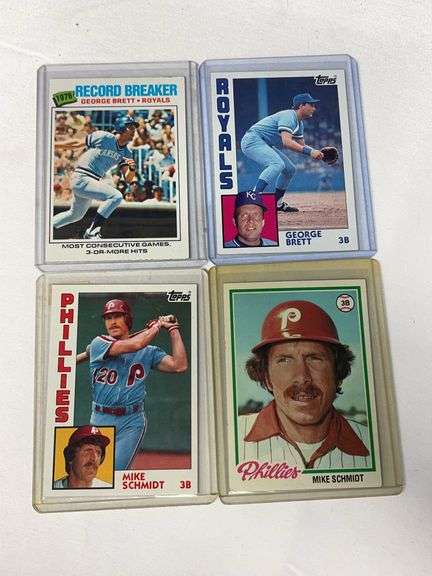 (4) 1970s/80s George Brett & Mike Schmidt MLB Cards image