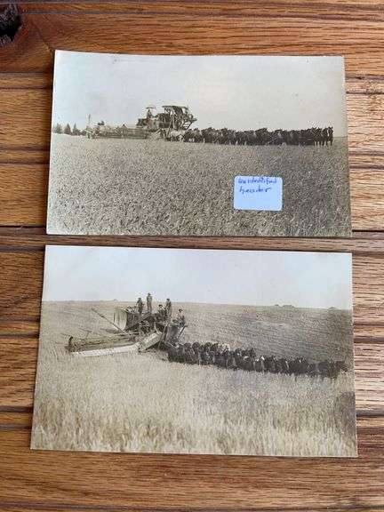 (2) Horse Drawn Harvester Photo Postcards image