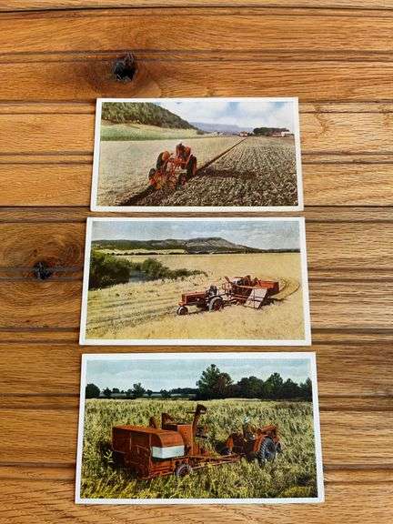 (3) Allis Chalmers WC Tractor + All-Crop Harvester Postcard image