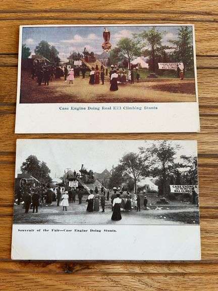 (2) Case Steam Engine Hill Climb Postcards image