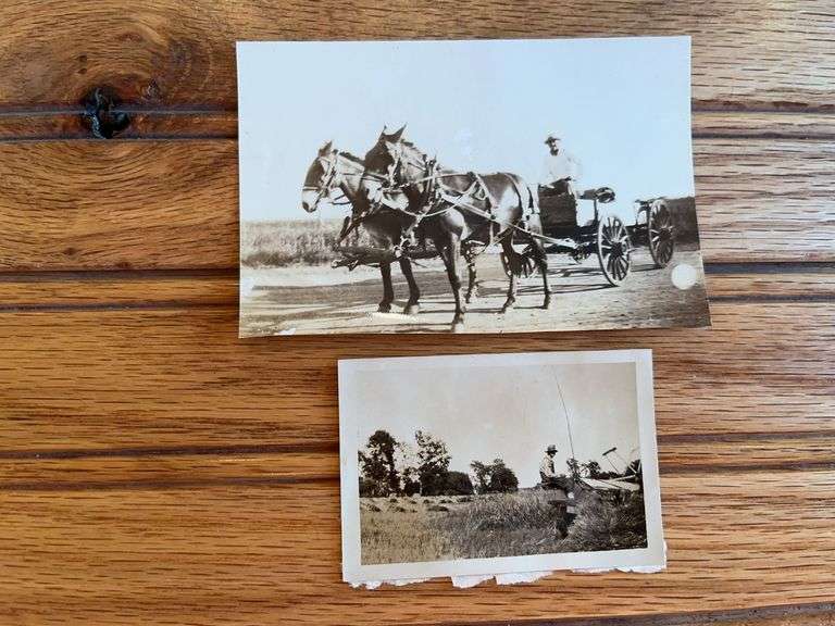 (2) Grain Binder and Wagon Photos image