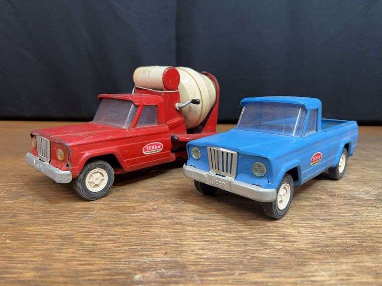 (2) Tonka Jeep Pickup + Cement Mixer Truck image