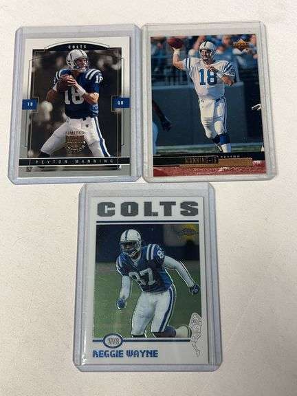 (3) Indianapolis Colts Legends NFL Cards (Manning, Wayne) image