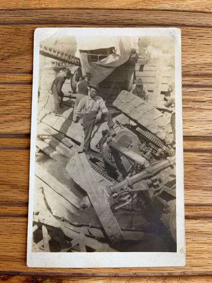 Steam Engine Wreck Photo Postcard image
