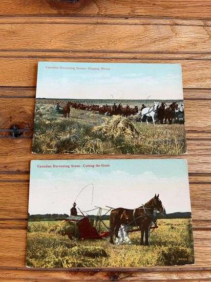 (2) Canadian Harvesting Scene Postcards image