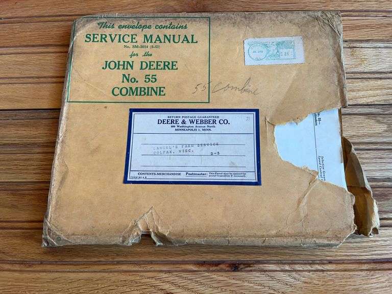 John Deere No. 55 Combine Service Manual image