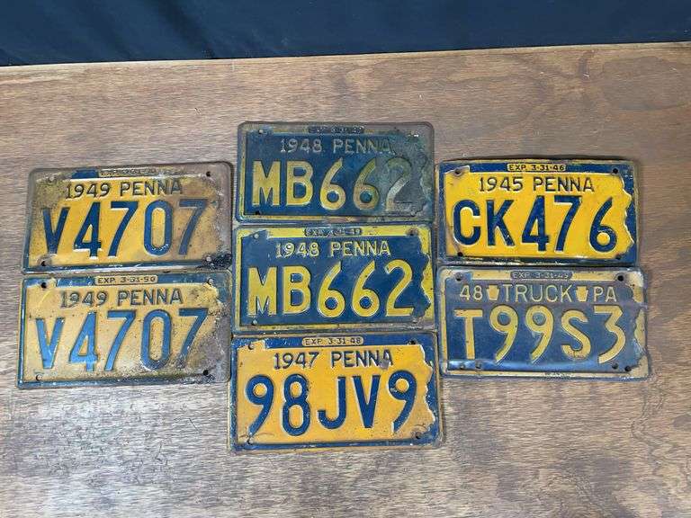 (7) 1940's PA License Plates image