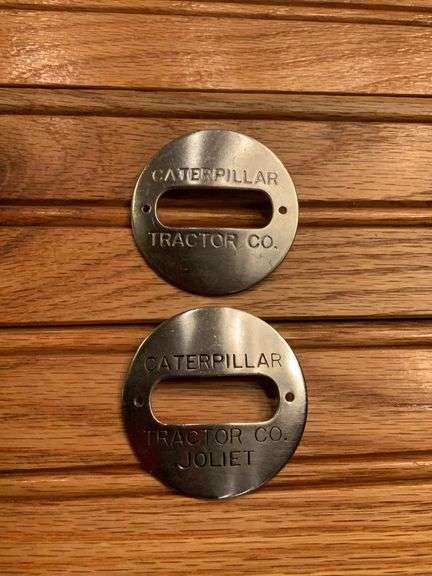 (2) Caterpillar Tractor Co. Employee Badges image
