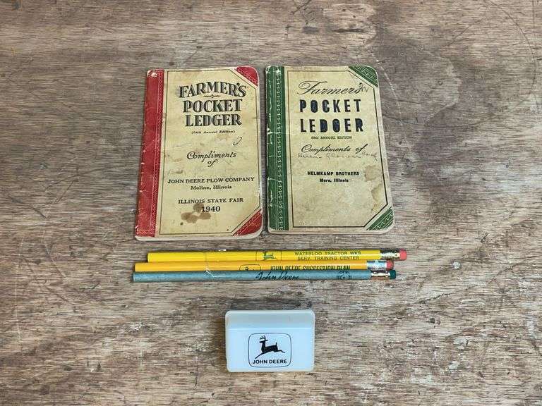 (5) John Deere Pocket Ledgers, Pencils, Night Light image
