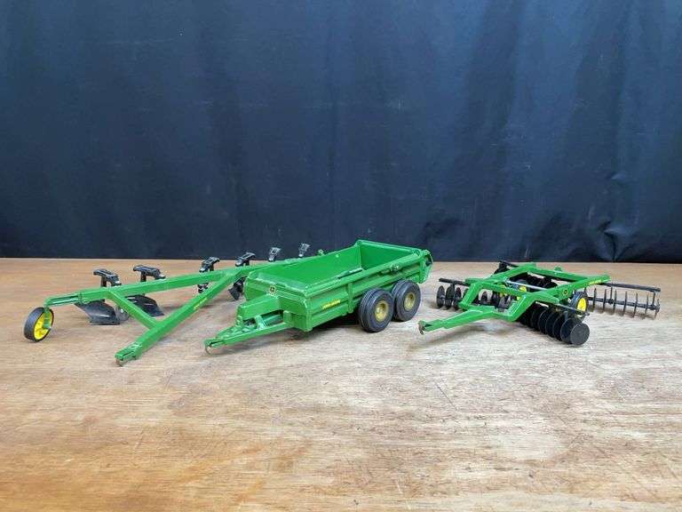 (3) 1/16 John Deere Plow, Spreader, Disk Ertl image