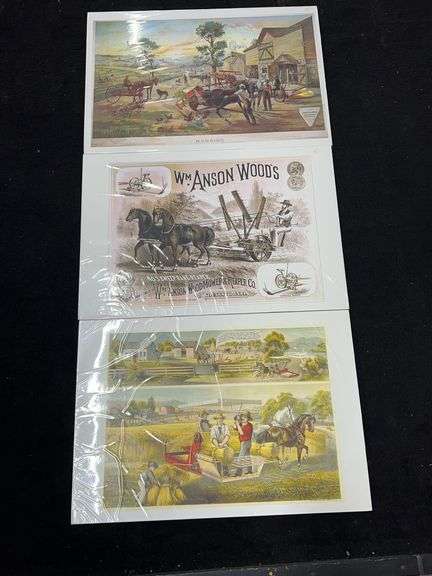 (3) Elward Harvester, Anson Wood's, + Walter A. Wood Prints image