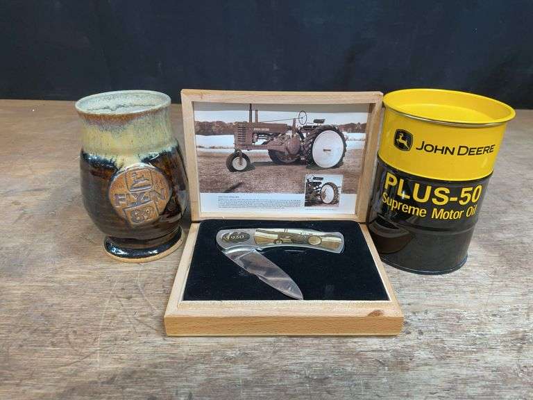 (3) John Deere Knife, Mug, Oil Can image