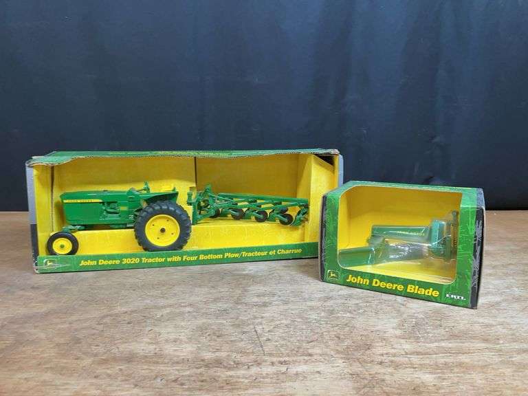 (2) 1/16 John Deere 3020 w/Plow + Blade NIB Ertl image