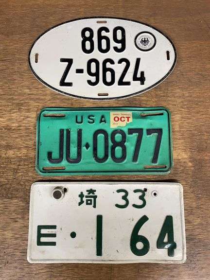(3) License Plates USA, Japan, Germany image