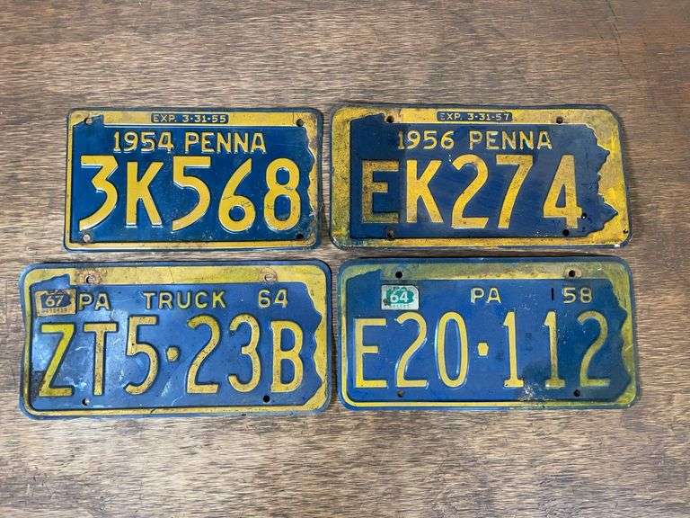 (4) 1950's PA License Plates image