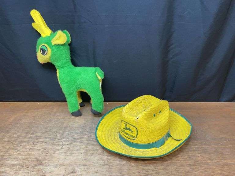 (2) John Deere Straw Hat + Stuffed Deer image