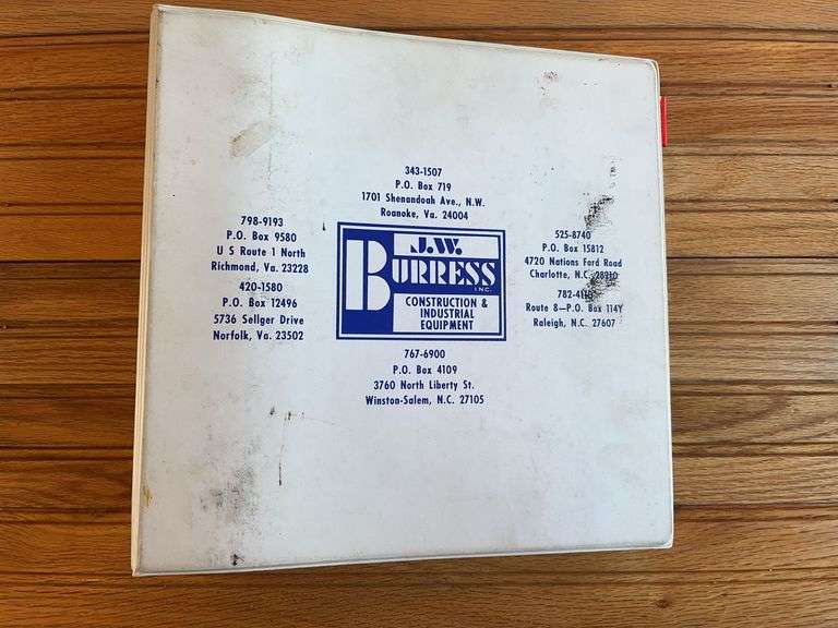 J.W. Burress Construction Equipment Sales Binder image