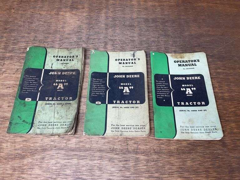 (3) John Deere A Operator's Manuals image