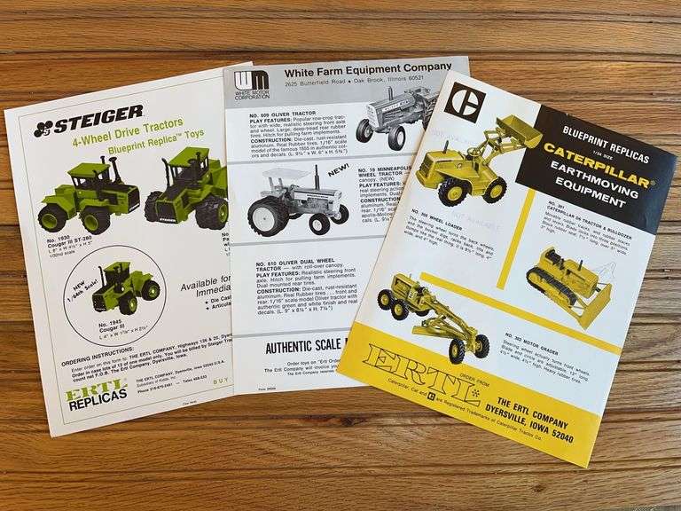 (3) Caterpillar, White, Steiger Toy Ad Sheets image
