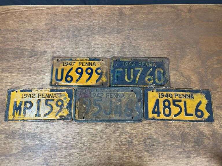 (5) 1940's PA Licnese Plates image