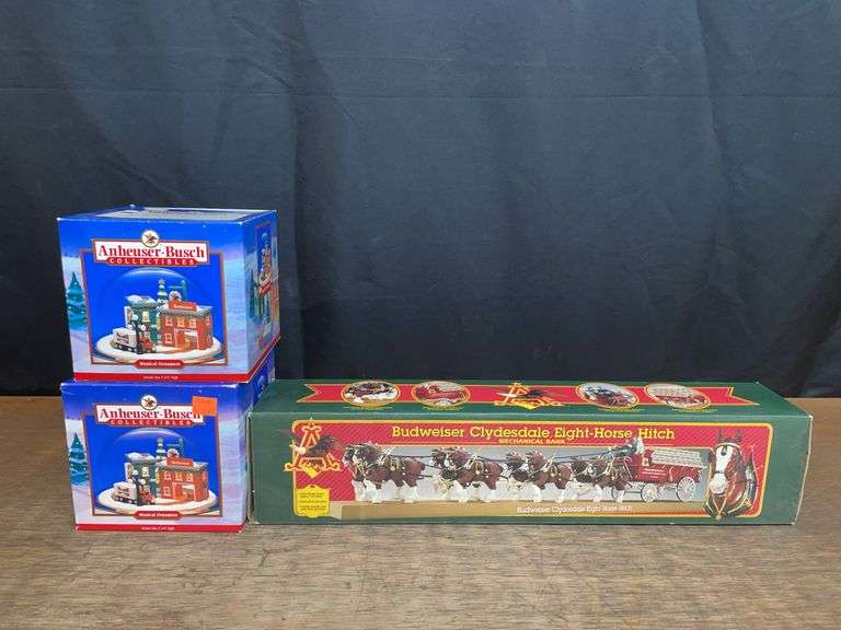 (3) Anheuser-Busch Ornaments + Budweiser Clydesdale NIB Ertl image