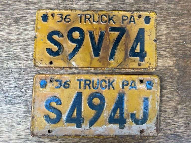 (2) 1936 PA Truck License Plates image