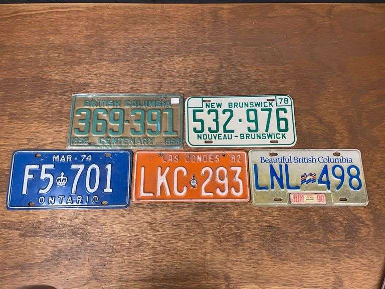 (5) Canadian + Chile License Plates image