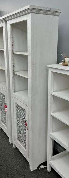 Store Fixtures - Primitive Tin Door White Wood Cabinet -New