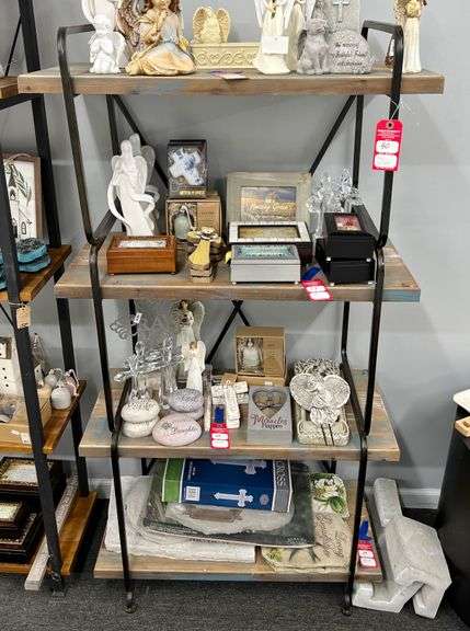 Manual Distressed Wood and Metal Shelf- New