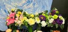 Store Fixtures - Wire Flower Bucket Display with Silk Cemetary Pieces - New
