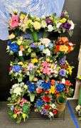 Store Fixtures - Wire Flower Bucket Display with Silk Cemetary Pieces - New