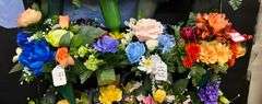 Store Fixtures - Wire Flower Bucket Display with Silk Cemetary Pieces - New